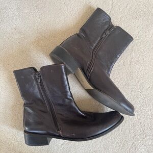 Vintage Leather Double Zip Brown  Ankle Boots 8